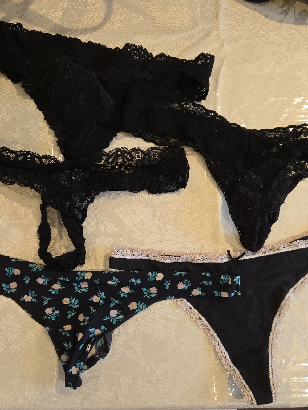 (5) Pairs Women's Lace & Floral Bikini Panty Set - Black